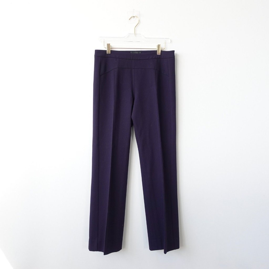 Narciso Rodriguez Pants Medium Virgin Wool Straight High Waist Tuxedo Navy Italy